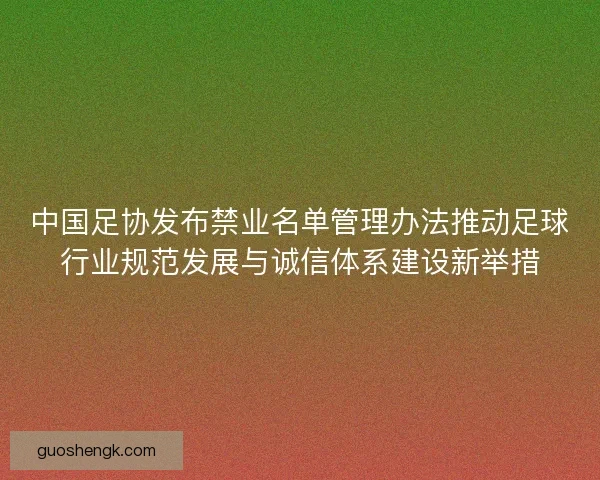 中国足协发布禁业名单管理办法推动足球行业规范发展与诚信体系建设新举措